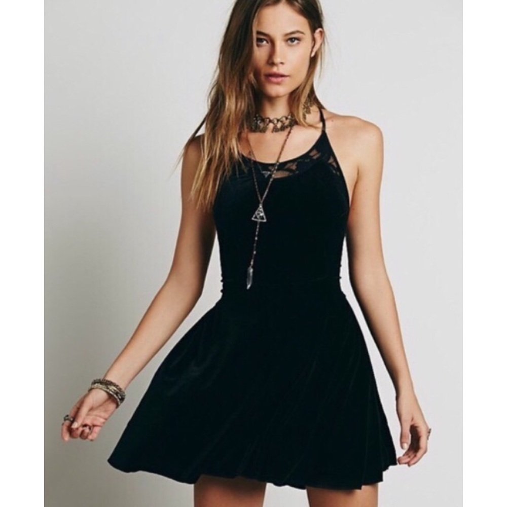 Free People Black Velvet Minidress
